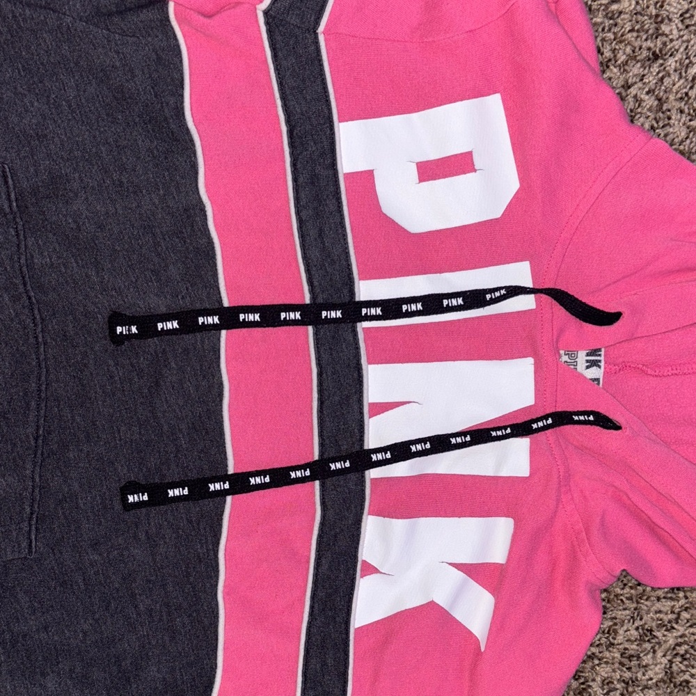 PINK Victoria's Secret Women's Hoodie - Pink and Black